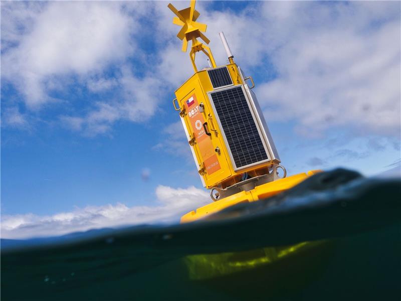 Bojen sollen Wale vor Kakophonie unter Wasser schützen Eine Boje zum Schutz der Wale vor der Küste von Chile.