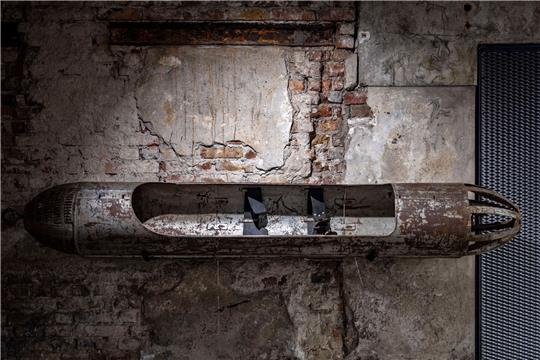 Eine Dahlbuschbombe zur Rettung von verschütteten Bergleuten in der Scahu «Untertagewelt» auf Zeche Zollverein.