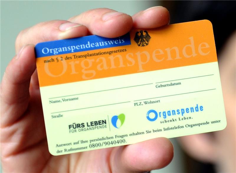 Fast 800 Niedersachsen warten auf lebensrettende Organspende Eine Frau hält einen Organspendeausweis in der Hand.