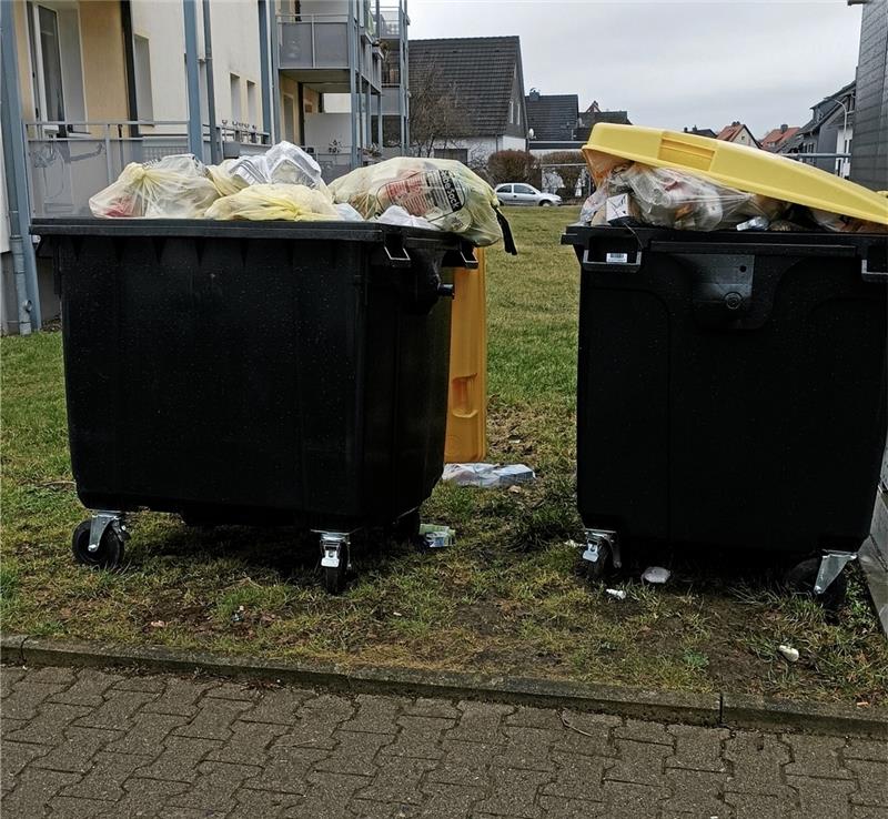 Gelbe Tonnen: Immer wieder Klagen im Landkreis Goslar Eine GZ-Leserin beklagt sich über den Anblick der mit gelben Säcken überfüllten Container an der Danziger Straße Ecke Oppelner Weg in Vienenburg. Fotos: Privat
