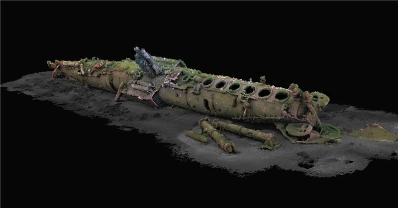 3D-Modell von deutschem U-Boot-Wrack aus 30.000 Fotos Eine Illustration zeigt das 3D-Modell des 1919 vor Helgoland gesunkenen U-Boots «UC 71».