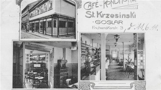 Eine Postkarte erinnert an das Café Krzesinski in Goslar.