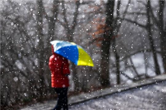 Eine Spaziergängerin geht mit einem Regenschirm spazieren. Foto: dpa