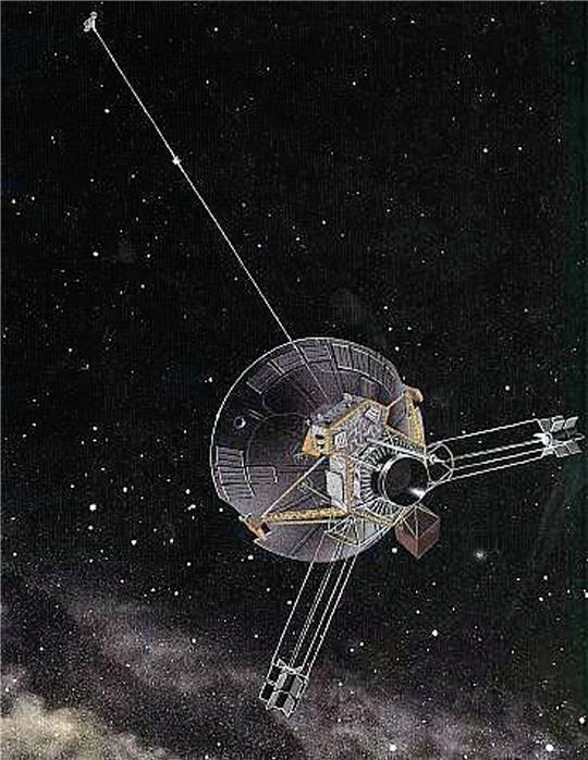 Eine Zeichnung der US-Raumsonde Pioneer 10.