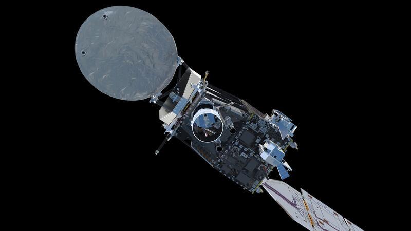 Der „weiße Drache“ fliegt: Esa-Mission „Earthcare“ im All Eine künstlerische Darstellung des Erdbeobachtungssatelliten „Earthcare“.