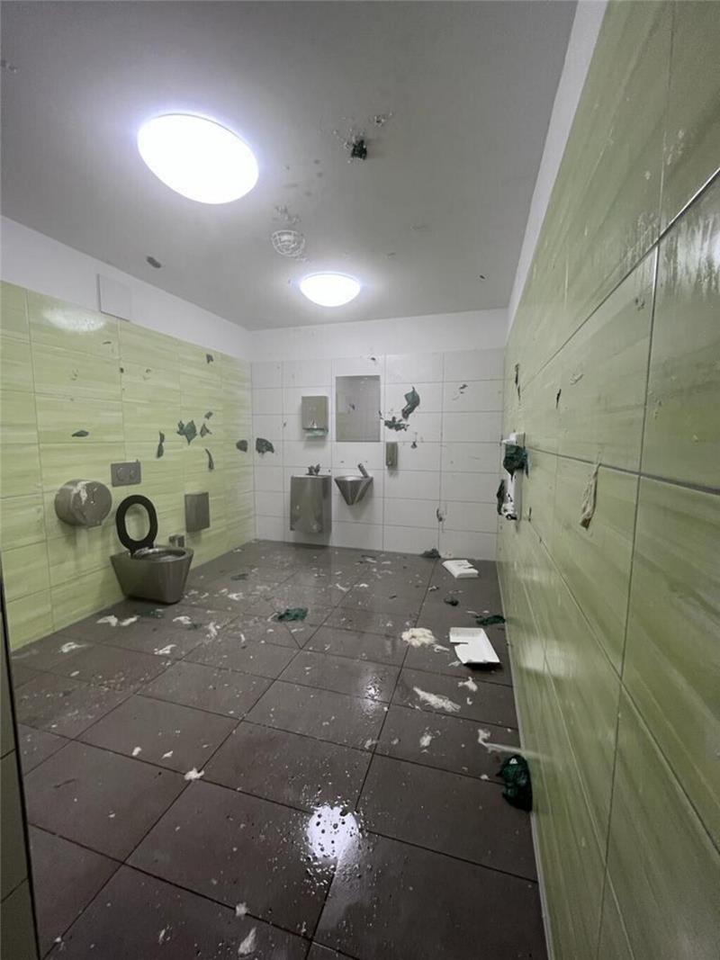 Eine öffentliche Toilette in der Gartenstraße von Blankenburg wird zerstört. Foto: Polizeirevier Harz