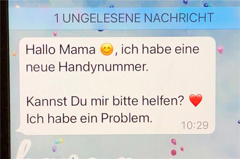Polizei warnt: So schützen Sie sich vor WhatsApp-Betrug Eine typische Nachricht, mit der Betrüger über WhatsApp an Geld kommen wollen. Foto: Polizei Mettmann