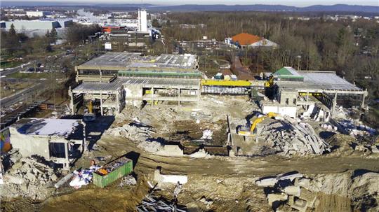 Einen Blick drauf geworfen: So sieht die Baustelle von oben aus.