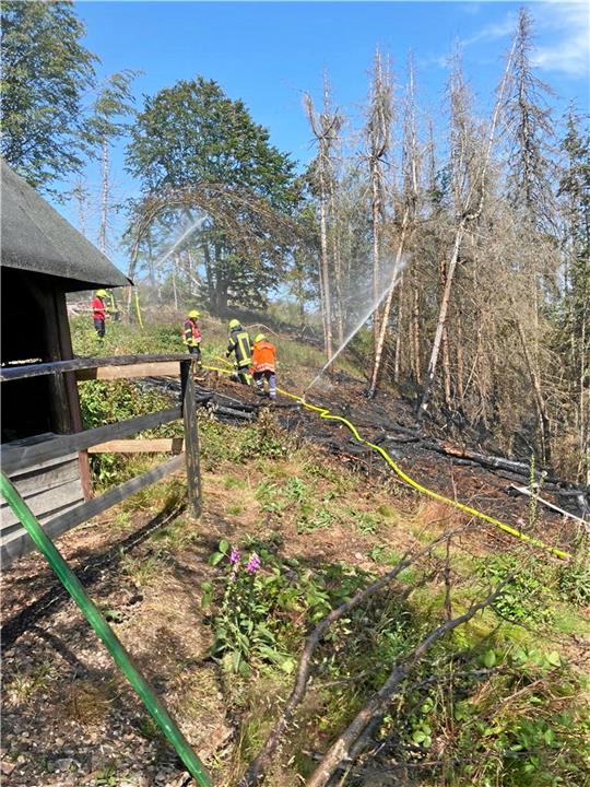 Einsatz von Kreisregnern beim Waldbrand am Ravensberg in Bad Sachsa. Foto: Feuerwehr