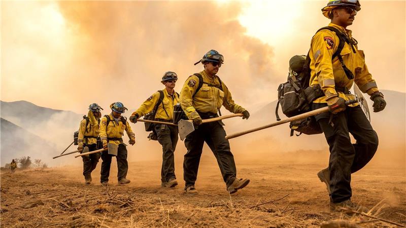 Einsatzkräfte der Feuerwehr bekämpfen den Gifford-Brand im Los Padres National Forest.