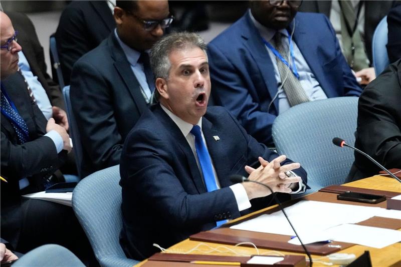 Israel: 400 „Terrorziele” getroffen Eli Cohen, Außenminister von Israel, spricht während einer Sitzung des Weltsicherheitsrat im Hauptquartier der Vereinten Nationen.