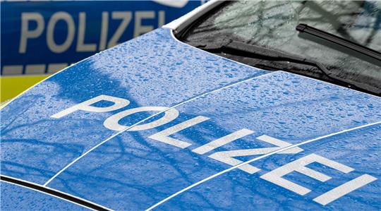 Auf der blauen Motorhaube eines Autos prankt in weißen Buchstaben das Wort "Polizei". Im Hintergrund ist ein weiteres Polizeifahrzeug zu sehen.