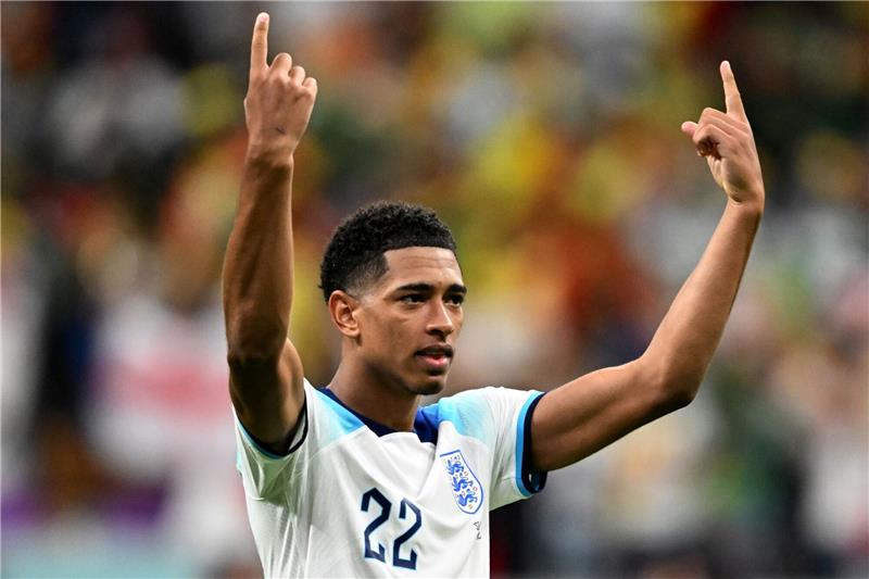 Englands Chef mit 19 Jahren: Bellingham auf dem Weg zum Star Englands Jude Bellingham freut sich nach dem Sieg über den Senegal.