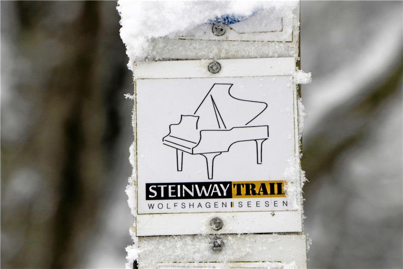 Wird der Steinway-Trail der schönste Wanderweg Deutschlands? Entlang der rund 15 Kilometer langen Strecke weisen diese Schilder auf den Steinway-Trail zwischen Wolfshagen und Seesen hin. Foto: Gereke