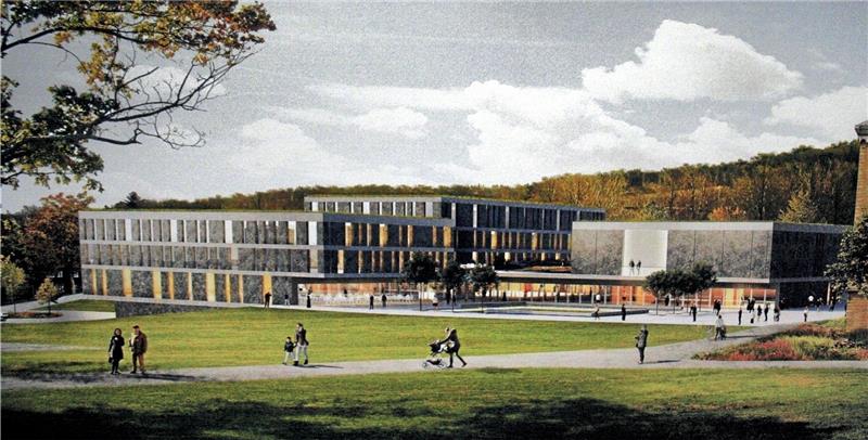 Pfalz: Hoffmeister erwartet aktivere Rolle von Schwerdtner Entwurf des renommierten Architekturbüros Nieto Sobejano für das Kaiserpfalzquartier mit Hotel (l.), großem Platz und Stadthalle (r.). Foto: GZ-Archiv