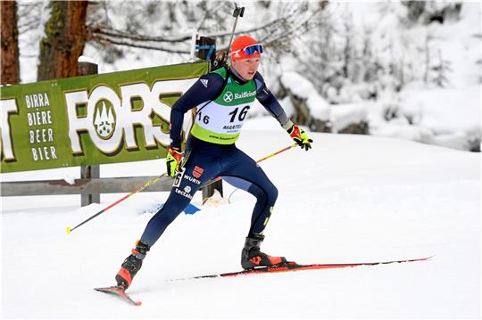 Es geht im IBU-Junior-Cup deutlich aufwärts für Albert Engelmann, hier bei den Rennen in Martell. In Obertilliach erreicht er mit Rang zwölf das bisher beste Resultat des Winters. Foto: Deubert