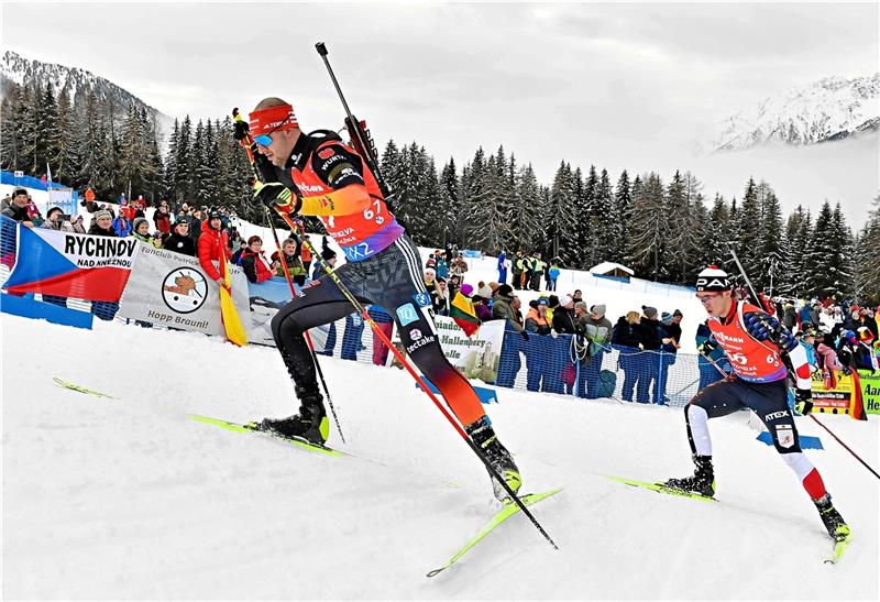Es geht nur bergauf: Danilo Riethmüller (l.), hier in Antholz, meldet sich eindrucksvoll im deutschen Weltcup-Team an. Foto: Kornatz