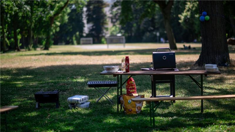 Sommer, Sonne, Sauberkeit: Unterwegs mit Grill-Diplomaten Es kann losgehen: Viele Parkbesucher sind bestens ausgestattet für ihr Grill-Abenteuer im Park.
