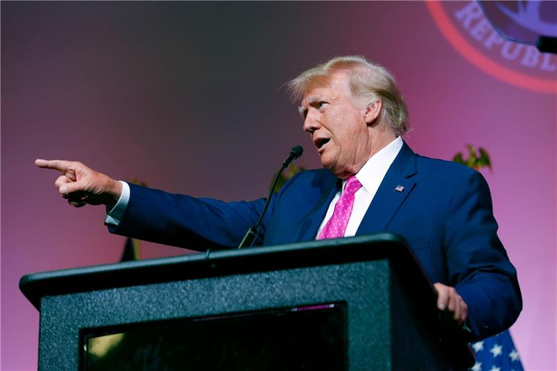 Ex-Präsident Donald Trump bei einer Veranstaltung der republikanischen Partei im US-Bundesstaat Michigan.