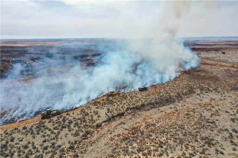 Waldbrände in Texas weiten sich aus - mindestens zwei Tote Feuerwehrleute bekämpfen das Smokehouse Creek Fire nördlich von Canadian im US-Bundesstaat Texas.