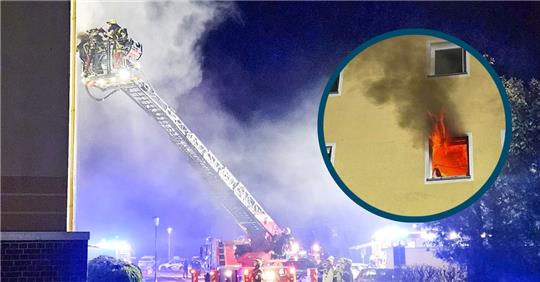 Flammen schlugen aus dem Fenster in der Küche. Montage: GZ, Fotos: Feuerwehr Goslar