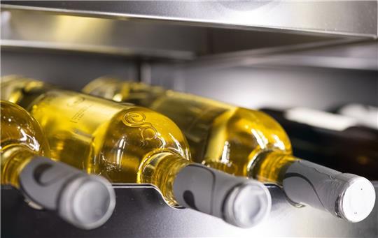 Flaschen im Kühlschrank: Der Konsum von Wein ist in Deutschland leicht zurückgegangen.
