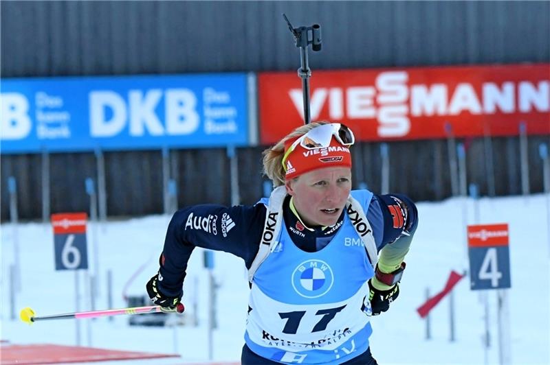 Franziska Hildebrand vom WSV Clausthal-Zellerfeld erlebt beim IBU-Cup in Tschechien ein schweres Wochenende. Im zweiten Sprint belegt sie Rang 18.  Foto: Einecke