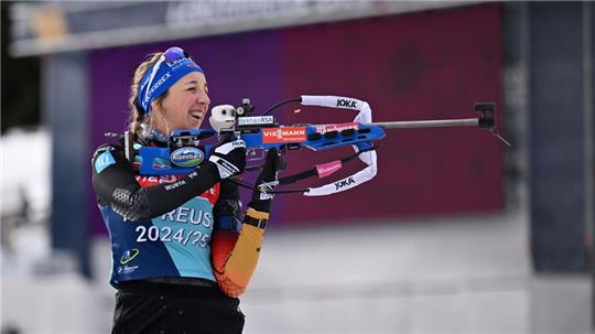 Franziska Preuß ist bereit für den Sprint in Lenzerheide.