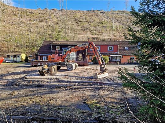 Freie Sicht: Da, wo noch vor Kurzem ein Schutthaufen lag, steht jetzt das Grundstück leer. Foto: Knoke