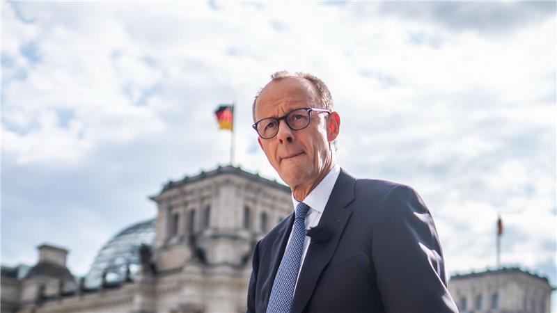 Friedrich Merz auf dem Weg zum Sommerinterview.