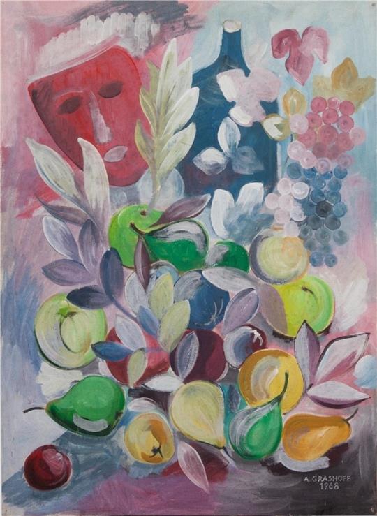 Fülle, Lebensfreude, Kultur: All das gehörte für Alwin Grashoff zusammen, dessen Acrylbild von 1968 die Grundlage des aktuellen Kleinkunstplakats bildet.