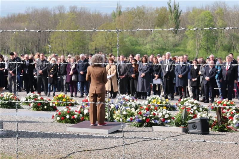 Gedenken an die Opfer des NS-Konzentrationslagers Buchenwald Gedenkfeier auf dem ehemaligen Appellplatz anlässlich des 79. Jahrestag der Befreiung des Konzentrationslagers Buchenwald.