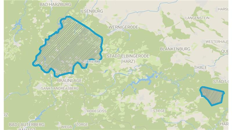 Geeignete Gebiete für geplante Atomendlager im Harz.