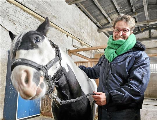 Gekrault zu werden an der richtigen Stelle, das mögen Yvonne Exner-Blocksdorfs Pferde und Ponys. Sie stehen bei ihr hoch im Rang, um sie kümmert sie sich intensiv. Zeit für Hobbys bleibt ihr nicht. Dafür lebt sie ihren Traum. Foto: Potthast