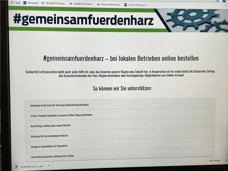 Gemeinsam mit Partnern hat die Goslarsche Zeitung eine neue Website in der Corona-Krise gestartet.  Foto: Kleine