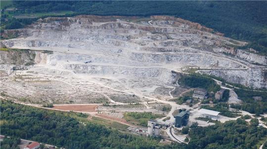 Gipsabbau im Kohnstein bei Nordhausen.