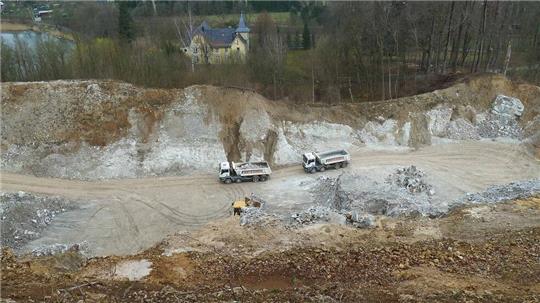 Gipsabbau im Landkreis Göttingen: Der Steinbruch Röseberg West bei Walkenried.