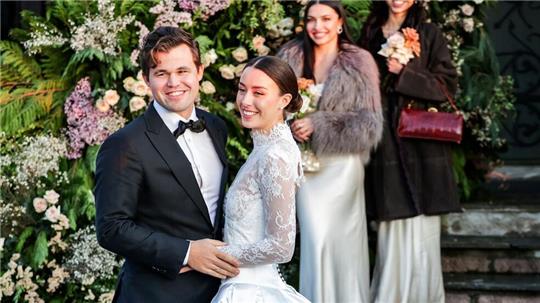 Glückliches Ehepaar: Magnus Carlsen und Ella Victoria Malone.