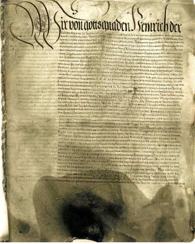 470 Jahre Riechenberger Vertrag Großes Bild: Der Riechenberger Vertrag vom 13. Juni 1552. Rundes Bild: Herzog Heinrich der Jüngere. Fotos: Hartmann/GZ-Archiv