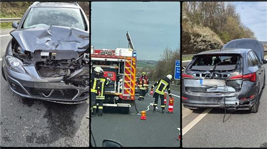 Heute Morgen gegen 10 Uhr kam es auf der A36 bei Beuchte zu einem Auffahrunfall. Zwei Autos waren beteiligt, zwei Personen wurden leicht verletzt. Die Feuerwehr Lengde war im Einsatz, um eine Ölspur zu entfernen und den Unfallort abzusichern. Fotos: Feuerwehr Lengde