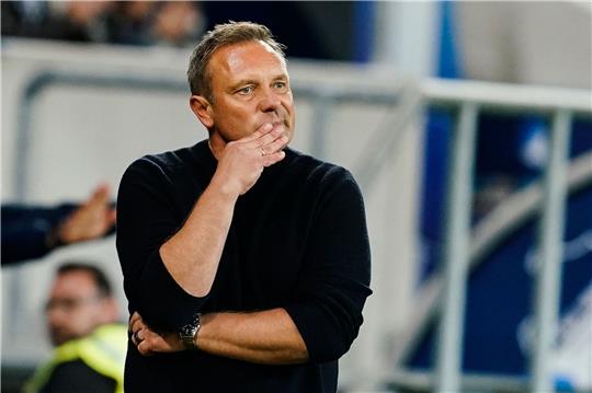 Hoffenheims Trainer Andre Breitenreiter steht am Spielfeldrand.