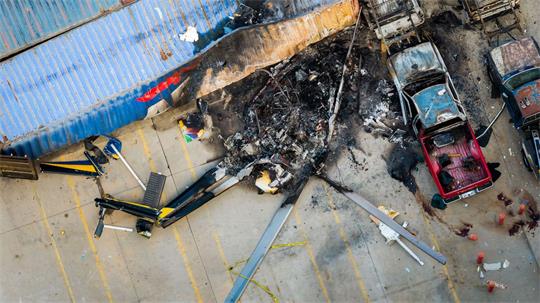 Hubschrauberabsturz in LA: Blick auf die Absturzstelle