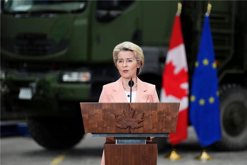 «Ihr habt die Bedeutung der Vorgänge in der Ukraine vor vielen anderen verstanden, inklusive vieler Europäer», sagt EU-Kommissionspräsidentin Ursula von der Leyen bei einem Besuch in Kanada.