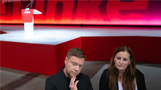 Ihr letzter Bundesparteitag als Vorsitzende: Janine Wissler und Martin Schirdewan.