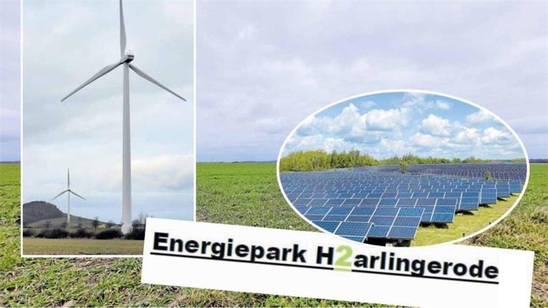 Im Energiepark bei Harlingerode soll nach Vorstellung der Initiatoren grüner Wasserstoff aus erneuerbarer Energie produziert werden.
