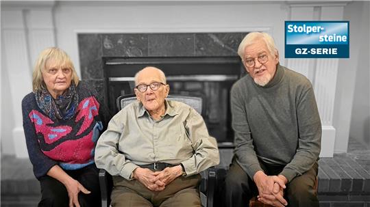 Im Frühjahr haben die beiden Stolperstein-Autoren Erika Hauff-Cramer und Dr. Stefan Cramer Walter Levy in seiner US-Heimat im texanischen Dallas besucht. Aus gesundheitlichen Gründen kann der 100-Jährige nicht nach Deutschland kommen und am Mittwoch an der Stolperstein-Verlegung für Onkel und Tante teilnehmen. Foto: Privat