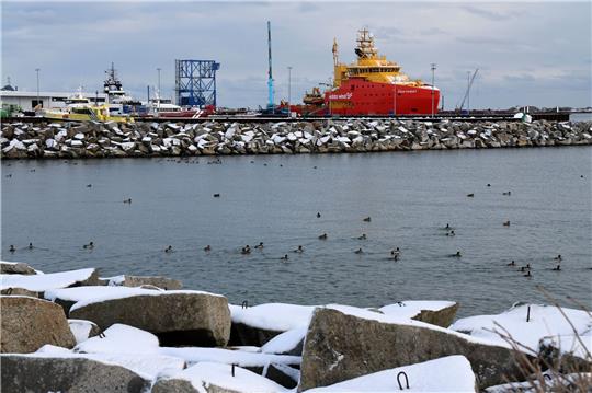 Im Hafen Mukran auf Rügen soll ein LNG-Terminal entstehen.