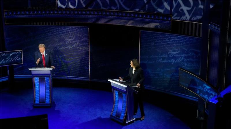 Zehn Zitate: Was die internationale Politik 2024 bewegte Im TV-Duell mit seiner demokratischen Rivalin Kamala Harris verbreitet Donald Trump Lügen. (Archivbild)