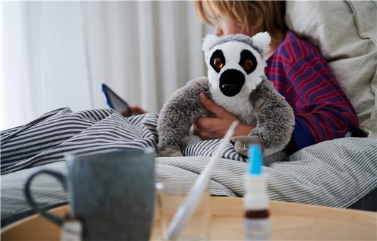 Immer noch liegen viele Kinder krank im Bett – über die Symptome berichten Schulleiter, Eltern und Apotheker aus Bad Harzburg Ähnliches: Die Kinder hätten tagelang Fieber, oft auch Husten, die Erkrankung dauere ungewöhnlich lange. Foto: Annette Riedl/picture alliance/dpa