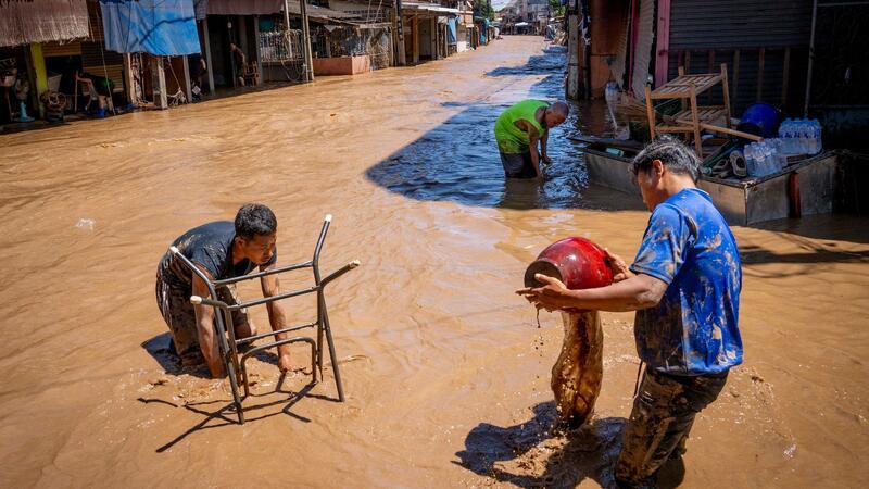 Land unter in Asien: Nach Taifun „Yagi“ rückt „Bebinca“ an In Nordthailand gibt es schwere Überschwemmungen.